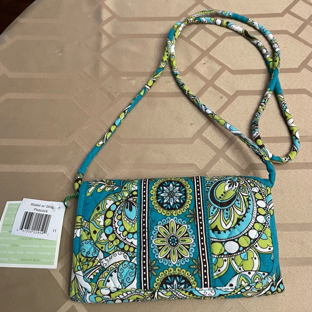 Vera Bradley Peacock Wallet with Strap, NWT